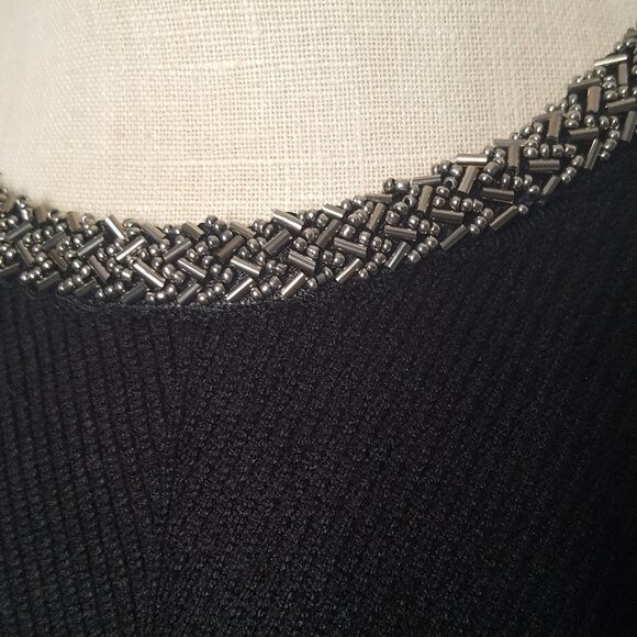 Zara Knit Black Sweater Dress with Beaded Neck - Picture 6 of 7